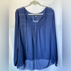 White House Black Market Chiffon Peasant Blouse with Tassles